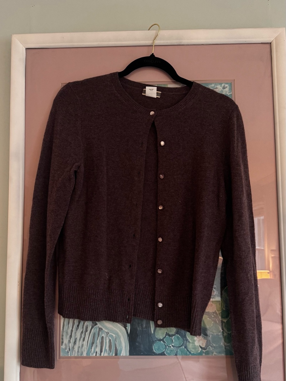 J. Crew Purple / Grey Crewneck Button Cardigan Sweater